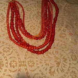 Sassy Jones Multi-Strand Orange Bead Necklace